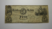 Load image into Gallery viewer, $5 1837 Saline Michigan MI Obsolete Currency Bank Note Bill! Safety Fund Saline 