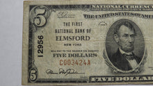 Load image into Gallery viewer, $5 1929 Elmsford New York NY National Currency Bank Note Bill Ch. #12956 FINE++