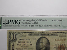Load image into Gallery viewer, $10 1929 Los Angeles California National Currency Bank Note Bill 12804 Hollywood
