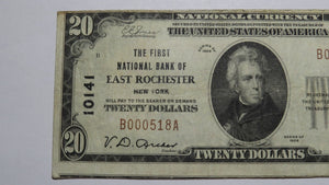 $20 1929 East Rochester New York NY National Currency Bank Note Bill #10141 VF++
