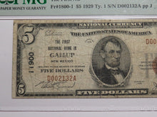 Load image into Gallery viewer, $5 1929 Gallup New Mexico NM National Currency Bank Note Bill Ch #11900 F15
