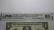 Load image into Gallery viewer, $1 1988 Radar Serial Number Federal Reserve Currency Bank Note Bill PMG UNC65EPQ