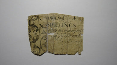 1754 Ten Shillings North Carolina NC Colonial Currency Bank Note Bill! 10s RARE