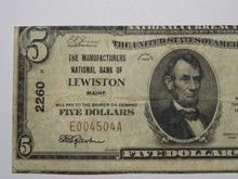 Load image into Gallery viewer, $5 1929 Lewiston Maine National Currency Bank Note Bill Charter #2260 FINE++