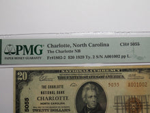 Load image into Gallery viewer, $20 1929 Charlotte North Carolina NC National Currency Bank Note Bill #5055 AU50