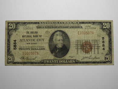 $20 1929 Atlantic City New Jersey NJ National Currency Bank Note Bill Ch. #5884