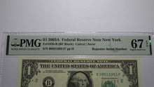 Load image into Gallery viewer, $1 2003 Repeater Serial Number Federal Reserve Currency Bank Note Bill PMG UNC67