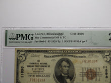 Load image into Gallery viewer, $5 1929 Laurel Mississippi National Currency Bank Note Bill Ch. #11898 VF25 PMG