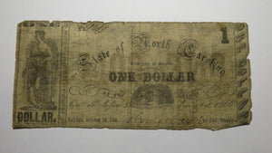 $1 1861 Raleigh North Carolina Obsolete Currency Bank Note Bill State of NC