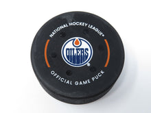 Load image into Gallery viewer, 2022-23 Edmonton Oilers Vs. Carolina Hurricanes Game Used NHL Puck McDavid 4 Pts