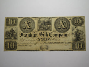 $10 18__ Franklin Ohio OH Obsolete Currency Bank Note Bill Silk Company UNC+++