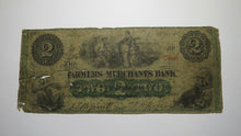 Load image into Gallery viewer, $2 1862 Greensborough Maryland MD Obsolete Currency Bank Note Bill! Farmers!