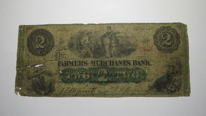 $2 1862 Greensborough Maryland MD Obsolete Currency Bank Note Bill! Farmers!