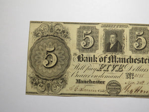 $5 1837 Manchester Michigan MI Obsolete Currency Bank Note Bill! Bank of Man
