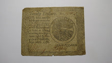 Load image into Gallery viewer, $20 1778 Continental Colonial Currency Note Bill Twenty Dollars Philadelphia PA