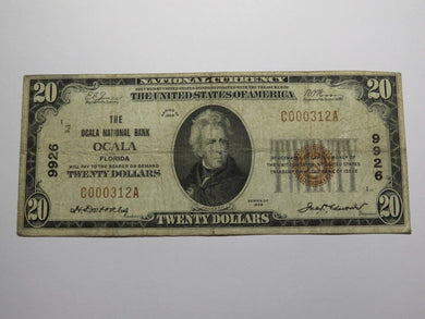 $20 1929 Ocala Florida FL National Currency Bank Note Bill Charter #9926 RARE