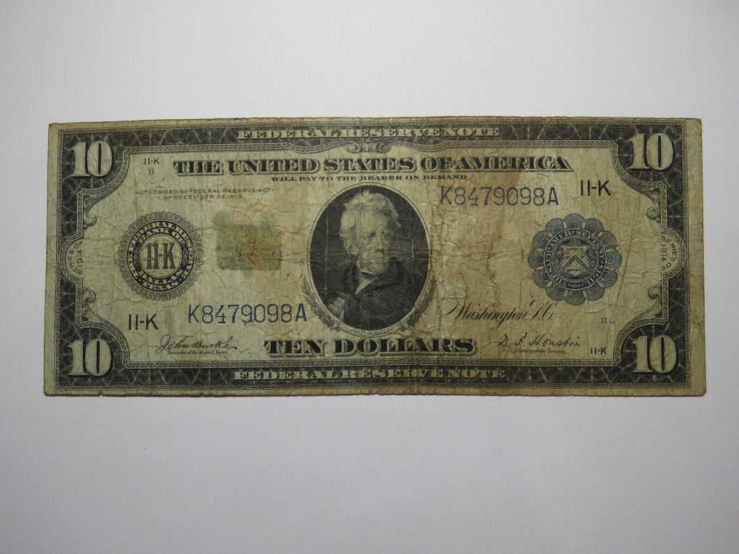 $10 1914 Dallas Texas TX Federal Reserve Large Bank Note Currency Bill GOOD