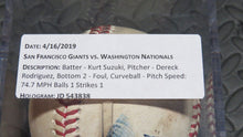 Load image into Gallery viewer, 2019 Kurt Suzuki Washington Nationals Game Used Foul Baseball! Dereck Rodriguez