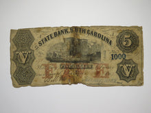 Load image into Gallery viewer, $5 1857 Charleston South Carolina SC Obsolete Currency Bank Note Bill Bank of SC