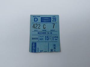 October 15, 1978 New York Rangers Vs. Colorado Rockies NHL Hockey Ticket Stub