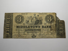 Load image into Gallery viewer, $3 1856 Middletown Connecticut Obsolete Currency Bank Note Bill -Middletown Bank