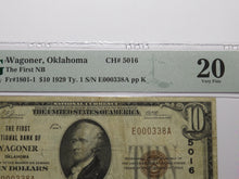 Load image into Gallery viewer, $10 1929 Wagoner Oklahoma OK National Currency Bank Note Bill Ch. #5016 VF20 PMG