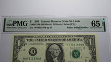 Load image into Gallery viewer, $1 1995 Radar Serial Number Federal Reserve Currency Bank Note Bill PMG UNC65EPQ