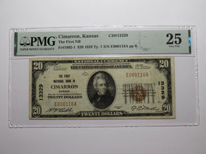 $20 1929 Cimarron Kansas KS National Currency Bank Note Bill Ch. #13329 VF25