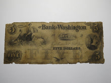 Load image into Gallery viewer, $5 1854 Washington North Carolina Obsolete Currency Bank Note Bill Bank of Wash!