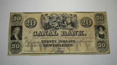 $20 18__ New Orleans Louisiana LA Obsolete Currency Bank Note Bill Canal Bank AU