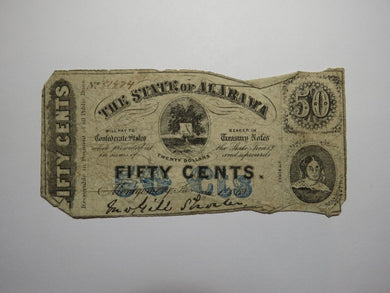 $.50 1863 Montgomery Alabama Obsolete Currency Bank Note Bill State of Alabama