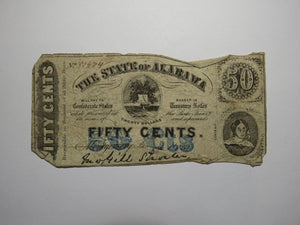$.50 1863 Montgomery Alabama Obsolete Currency Bank Note Bill State of Alabama