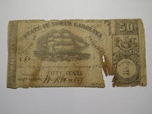 Load image into Gallery viewer, $.50 1863 Raleigh North Carolina Obsolete Currency Bank Note Bill State of NC