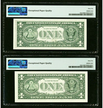 Load image into Gallery viewer, 2 $1 1977 &amp; 2003 Matching Radar Serial Numbers Federal Reserve Bank Note Bills 