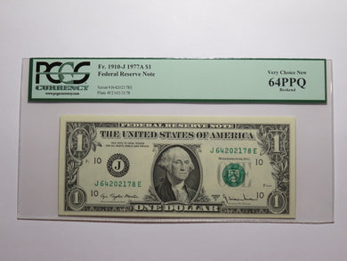 $1 1977 Bookend Kansas City Federal Reserve Bank Note Currency Bill PCGS 64PPQ