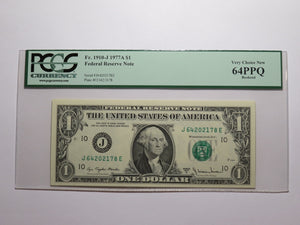 $1 1977 Bookend Kansas City Federal Reserve Bank Note Currency Bill PCGS 64PPQ