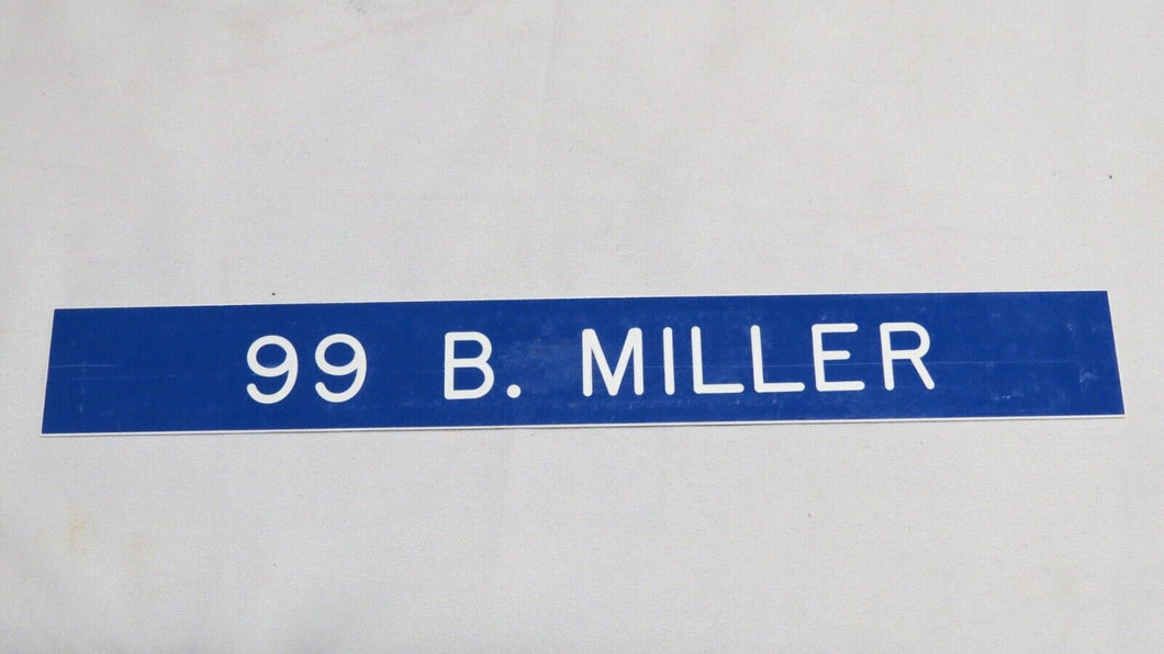 1989 B. Miller #99 Los Angeles Rams Game Used NFL Locker Room Nameplate 