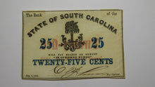 Load image into Gallery viewer, $.25 1863 Charleston South Carolina Obsolete Currency Bank Note State of SC VF+