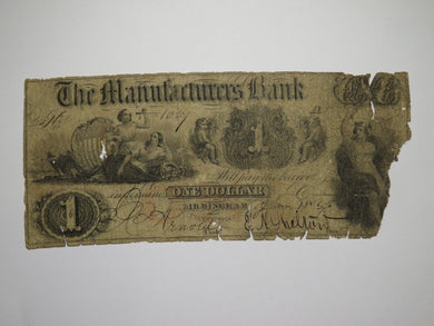 $1 1856 Birmingham Connecticut CT Obsolete Currency Bank Note Bill Manufacturers