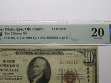 Load image into Gallery viewer, $10 1929 Okmulgee Oklahoma OK National Currency Bank Note Bill Ch #6241 VF20 PMG