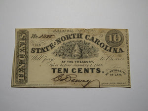 $.10 1862 Raleigh North Carolina Obsolete Currency Bank Note Bill NC State UNC