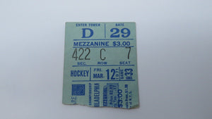 March 12, 1971 New York Rangers Vs. Philadelphia Flyers NHL Hockey Ticket Stub