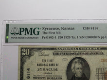 Load image into Gallery viewer, $20 1929 Syracuse Kansas KS National Currency Bank Note Bill Ch #8114 VF20 PMG
