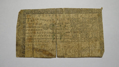 1767 $2 Maryland MD Colonial Currency Bank Note Bill! RARE ISSUE! Two Dollars