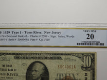 Load image into Gallery viewer, $10 1929 Toms River New Jersey National Currency Bank Note Bill #2509 VF20 PCGS