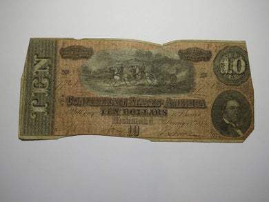 $10 1864 Richmond Virginia VA Confederate Currency Bank Note Bill T68 Good