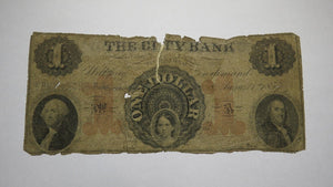 $1 1857 Providence Rhode Island RI Obsolete Currency Bank Note Bill City Bank