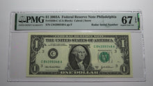 Load image into Gallery viewer, $1 2003 Radar Serial Number Federal Reserve Currency Bank Note Bill PMG UNC67EPQ