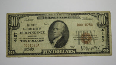 $10 1929 Independence Missouri MO National Currency Bank Note Bill Ch. #4157 VF