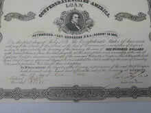 Load image into Gallery viewer, $100 1862 Confederate Bond Certificate Currency Bank Note Bill UNC 14" X 9" USA